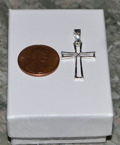 925 Sterling Silver Cross Pendant 28mm Open Design - Jewelryland.com