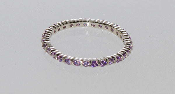 Sterling Silver Amethyst CZ Cubic Zirconia Stackable Band Ring sz 4 5 6 7 8 9 10 - Jewelryland.com