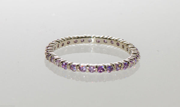 Sterling Silver Amethyst CZ Cubic Zirconia Stackable Band Ring sz 4 5 6 7 8 9 10 - Jewelryland.com