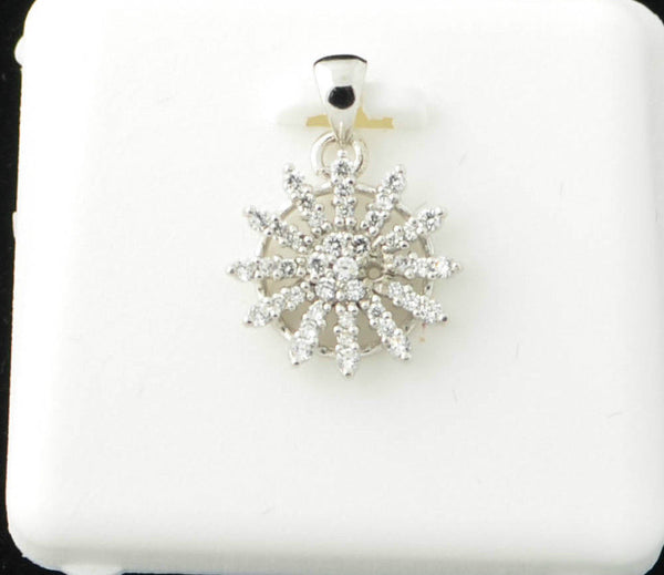 Starburst with CZ Cubic Zirconia Pendant .925 Sterling Silver 19mm x 15mm - Jewelryland.com