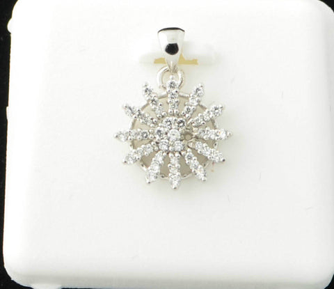 Starburst with CZ Cubic Zirconia Pendant .925 Sterling Silver 19mm x 15mm - Jewelryland.com