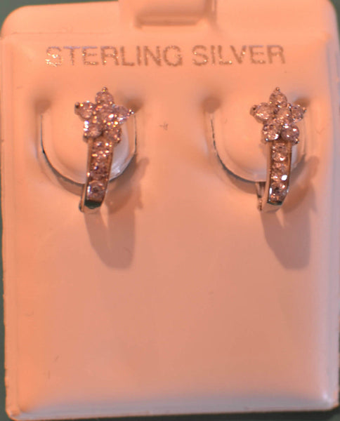 Leverback CZ Earrings Flower Sterling Silver - Many Colors Available - Jewelryland.com