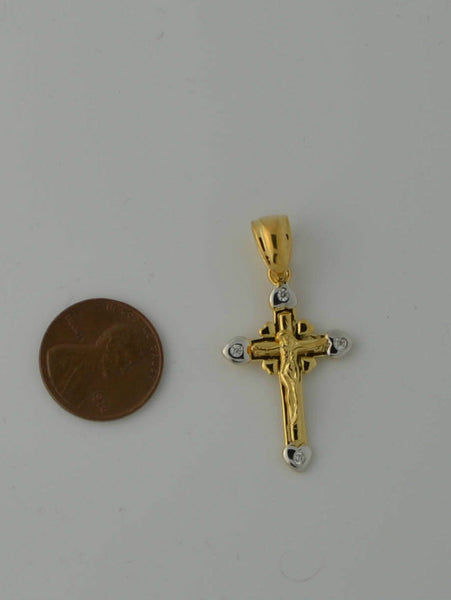 925 Sterling Silver Jesus Crucifix Two Tone Pendant with CZ 40mm x 21mm - Jewelryland.com