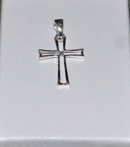 925 Sterling Silver Cross Pendant 28mm Open Design - Jewelryland.com