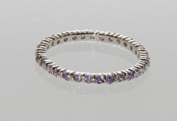 Sterling Silver Amethyst CZ Cubic Zirconia Stackable Band Ring sz 4 5 6 7 8 9 10 - Jewelryland.com