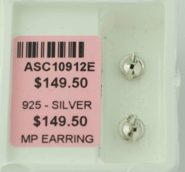Mens Screwback Earrings Hip Hop Black & White CZ Studs Sterling Silver ASC Brand - Jewelryland.com