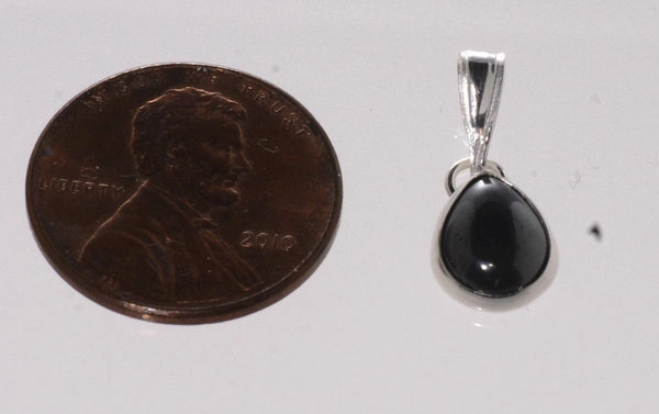 Hematite Pendant Gemstone Pear Shape .925 Sterling Silver 7mm x 9mm - Jewelryland.com
