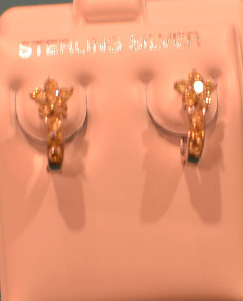 Leverback CZ Earrings Flower Sterling Silver - Many Colors Available - Jewelryland.com