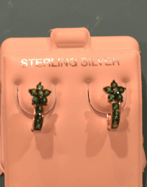 Leverback CZ Earrings Flower Sterling Silver - Many Colors Available - Jewelryland.com