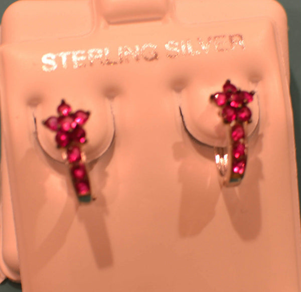 Leverback CZ Earrings Flower Sterling Silver - Many Colors Available - Jewelryland.com