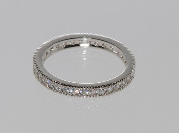 Sterling Silver 3mm Brilliant Cubic Zirconia Band CZ Ring with Rhodium - Jewelryland.com