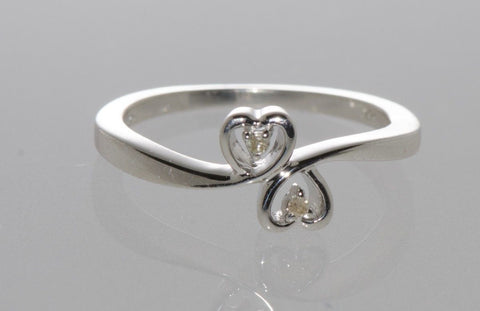 925 Sterling Silver Double Heart Diamond Ring - .02 TCW, Size 7 - Jewelryland.com