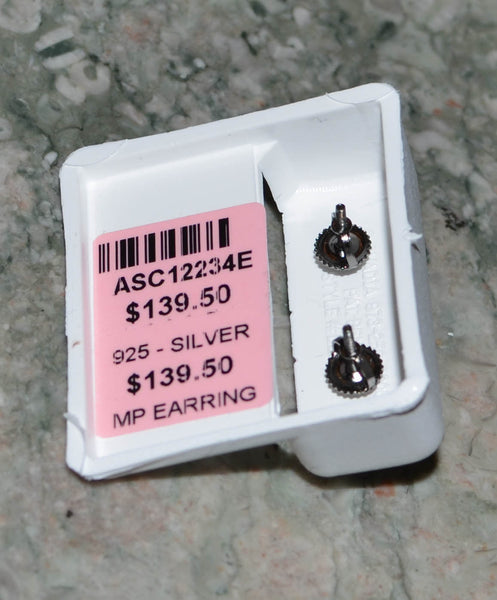 Black CZ Stud Earrings Screwback Sterling Silver Micropave 8mm Square ASC Brand - Jewelryland.com