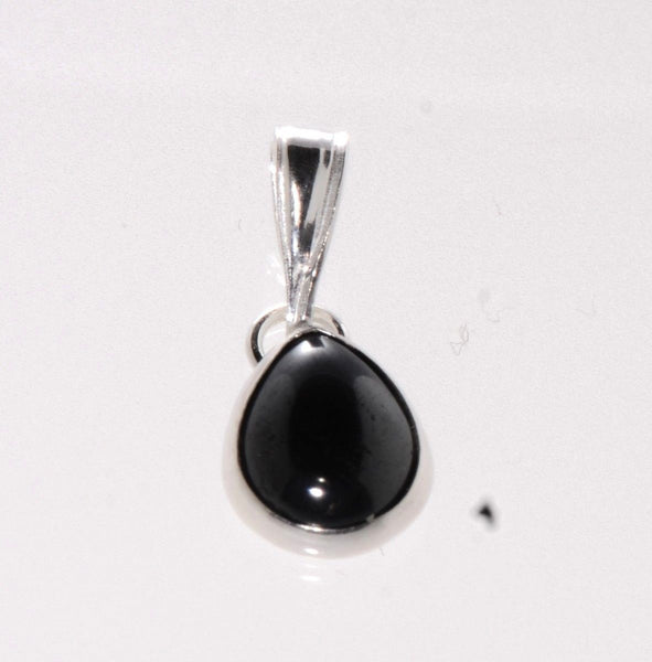 Hematite Pendant Gemstone Pear Shape .925 Sterling Silver 7mm x 9mm - Jewelryland.com