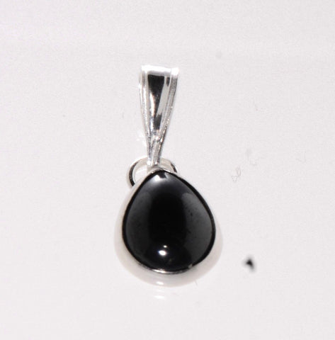 Hematite Pendant Gemstone Pear Shape .925 Sterling Silver 7mm x 9mm - Jewelryland.com