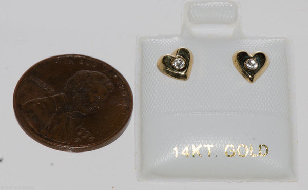 6mm Heart Stud Earrings Clear CZ 14k Yellow Gold Screw Backs Cubic Zirconia - Jewelryland.com