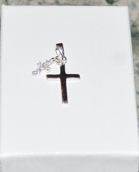 925 Sterling Silver Cross Pendant with Dangling Free Floating Cross 26mm - Jewelryland.com