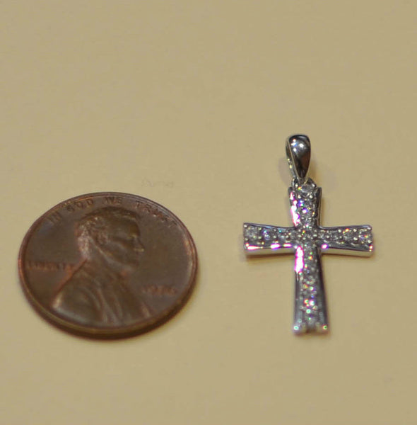 925 Sterling Silver Cross Pendant with Micropave CZ Cubic Zirconia 25mm - Jewelryland.com