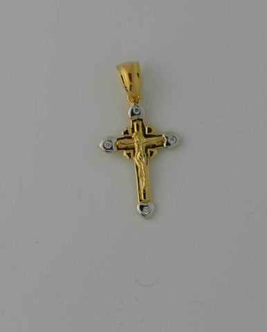 925 Sterling Silver Jesus Crucifix Two Tone Pendant with CZ 40mm x 21mm - Jewelryland.com