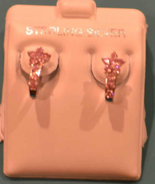 Leverback CZ Earrings Flower Sterling Silver - Many Colors Available - Jewelryland.com