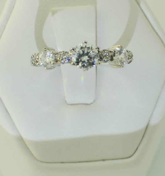 Sterling Silver Cubic Zirconia Band CZ Ring with Rhodium Anti Tarnish - 6mm - Jewelryland.com