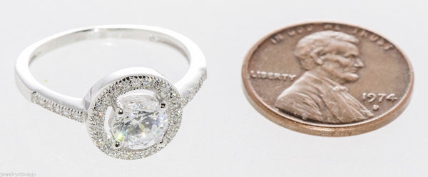 Sterling Silver Ladies Cocktail Ring 6mm Round CZ Rhodium Circle Cubic Zirconia - Jewelryland.com