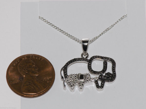 925 Sterling Silver Diamond Pig Pendant Necklace .05ct, 18" chain - Jewelryland.com