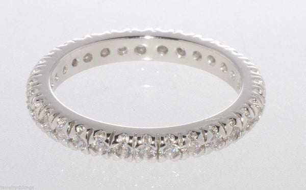 Ladies Eternity Band Sterling Silver Ring 3mm Cubic Zirconia Clear CZ Stones - Jewelryland.com