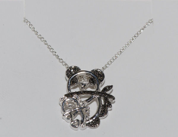 925 Sterling Silver Diamond Koala Bear Pendant Necklace .05ct, 18" chain - Jewelryland.com