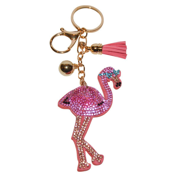 Flamingo Key Chain for Women Purse Charm Backpack Charm Crystal Bling Key Ring Key Holder - Jewelryland.com