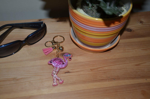 Flamingo Key Chain for Women Purse Charm Backpack Charm Crystal Bling Key Ring Key Holder - Jewelryland.com