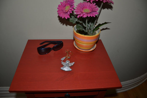 Guardian Angel Key Chain for Women Purse Charm Backpack Charm Crystal Bling Key Ring Keychain - Jewelryland.com