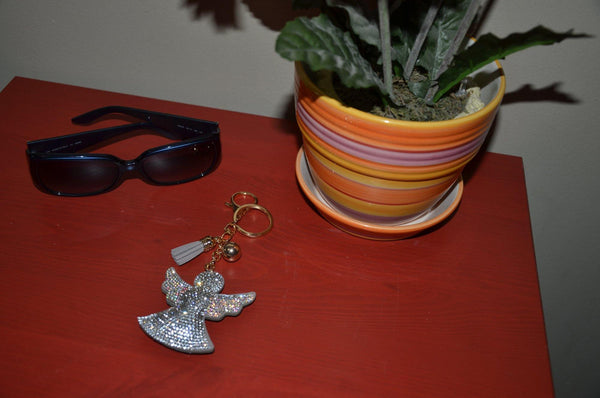 Guardian Angel Key Chain for Women Purse Charm Backpack Charm Crystal Bling Key Ring Keychain - Jewelryland.com
