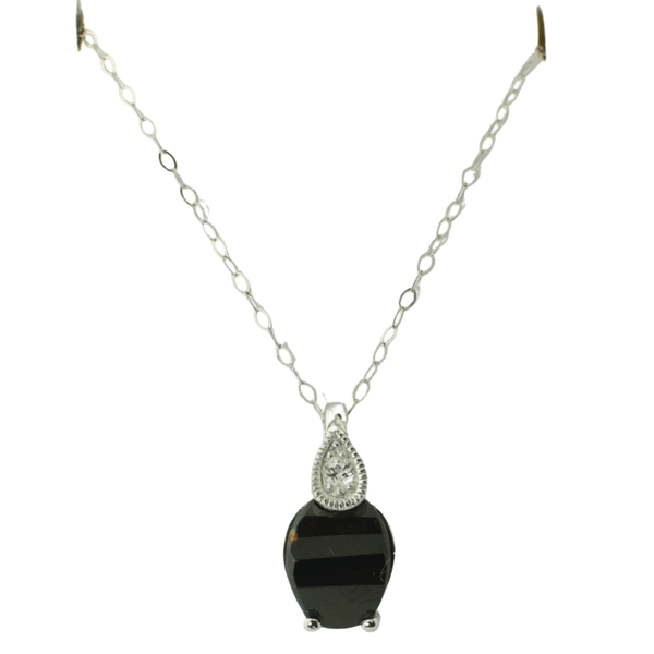 925 Sterling Silver Garnet and White Topaz Gemstone Pendant Necklace, 18" chain - Jewelryland.com