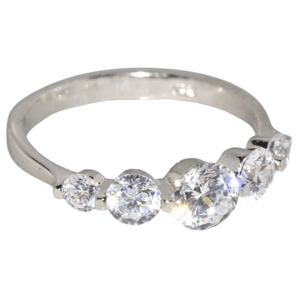 CZ Ring .925 Sterling Silver 5 Stone Clear CZ - Jewelryland.com