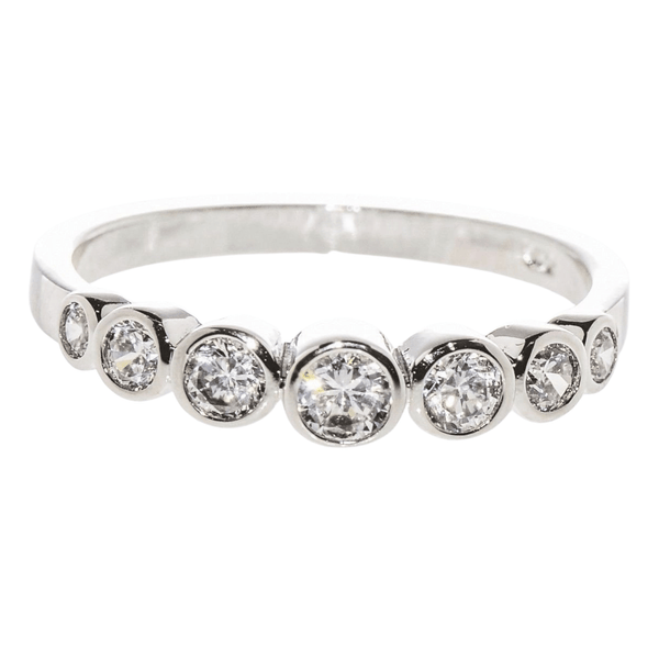 Sterling Silver Cubic Zirconia Ring with Rhodium CZ Circles - Jewelryland.com