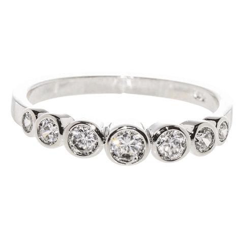 Sterling Silver Cubic Zirconia Ring with Rhodium CZ Circles - Jewelryland.com