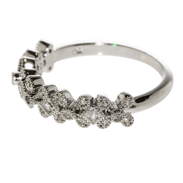 925 Sterling Silver Cubic Zirconia Ring - CZ Flower Design - Jewelryland.com