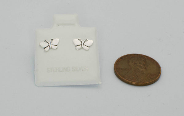 Sterling Silver Butterfly Stud Earrings Petite -Mini 5mm - Jewelryland.com