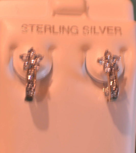 Leverback CZ Earrings Flower Sterling Silver - Many Colors Available - Jewelryland.com