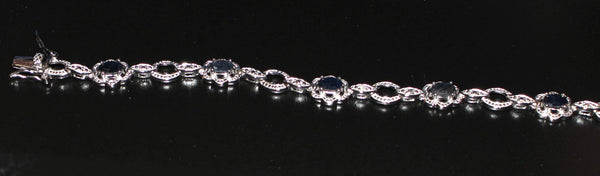 Sterling Silver Diamond & Sapphire Bracelet 7.5"  (.02 ct, IJ,I2) - Jewelryland.com
