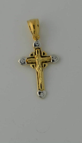 925 Sterling Silver Jesus Crucifix Two Tone Pendant with CZ 40mm x 21mm - Jewelryland.com