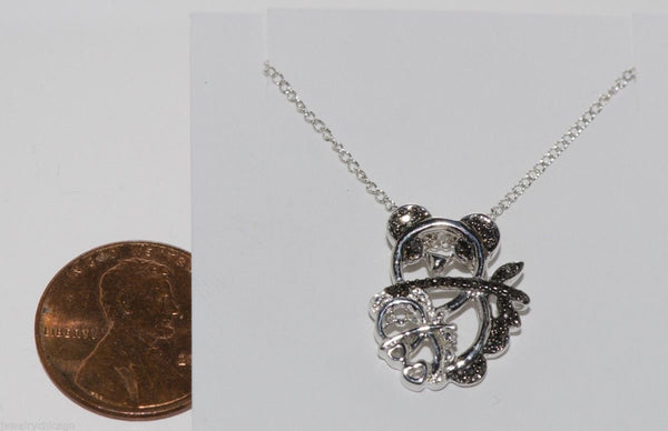 925 Sterling Silver Diamond Koala Bear Pendant Necklace .05ct, 18" chain - Jewelryland.com
