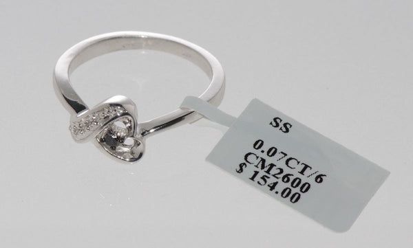 925 Sterling Silver Black and White Diamond Heart Ring - .07ct, Size 7 - Jewelryland.com