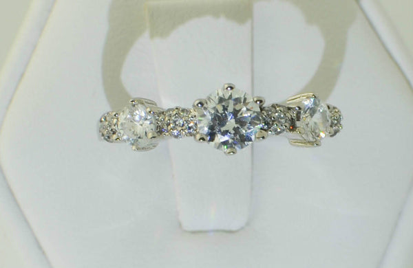 Sterling Silver Cubic Zirconia Band CZ Ring with Rhodium Anti Tarnish - 6mm - Jewelryland.com