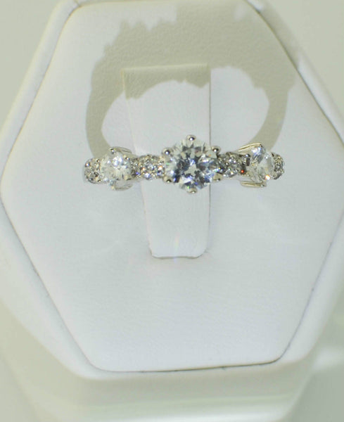 Sterling Silver Cubic Zirconia Band CZ Ring with Rhodium Anti Tarnish - 6mm - Jewelryland.com