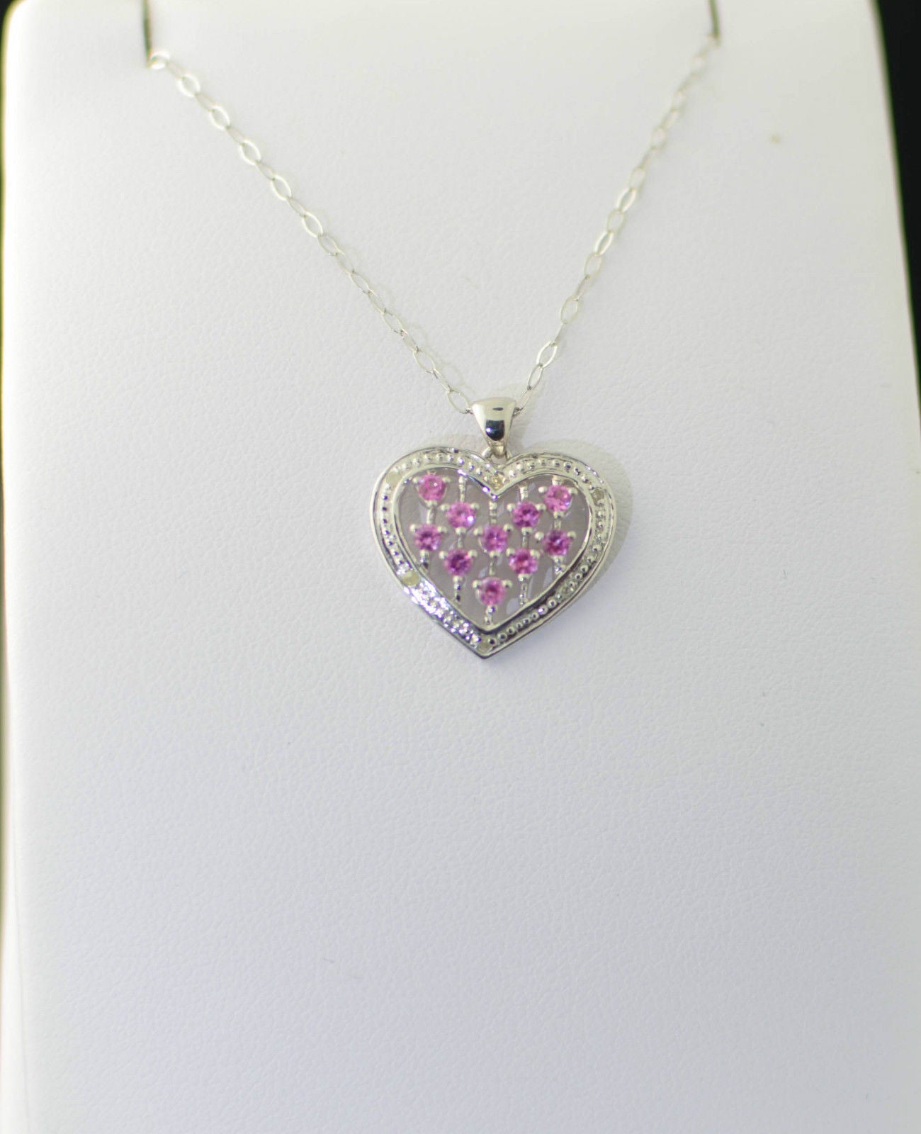 1 7/8 Ct. T.w. Pink Sapphire And Black Spinal Rhodium With Diamond Heart  Pendant In Sterling Silver - Pink : Target