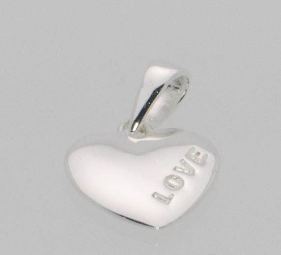 Heart Pendant Love Stamped Design .925 Sterling Silver 18mm x 12mm - Jewelryland.com