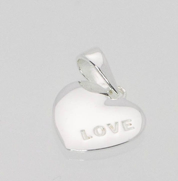 Heart Pendant Love Stamped Design .925 Sterling Silver 18mm x 12mm - Jewelryland.com