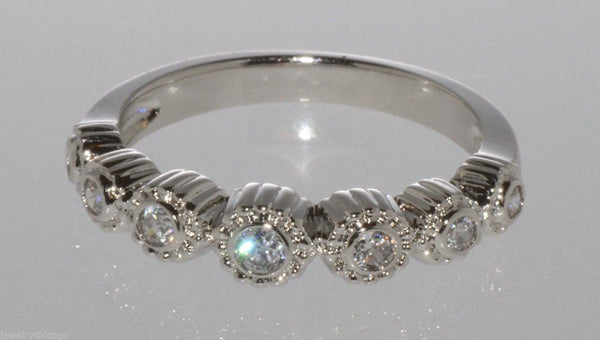 Sterling Silver 7 Stone Cubic Zirconia Band Cocktail Ring AAA Grade Clear CZ - Jewelryland.com